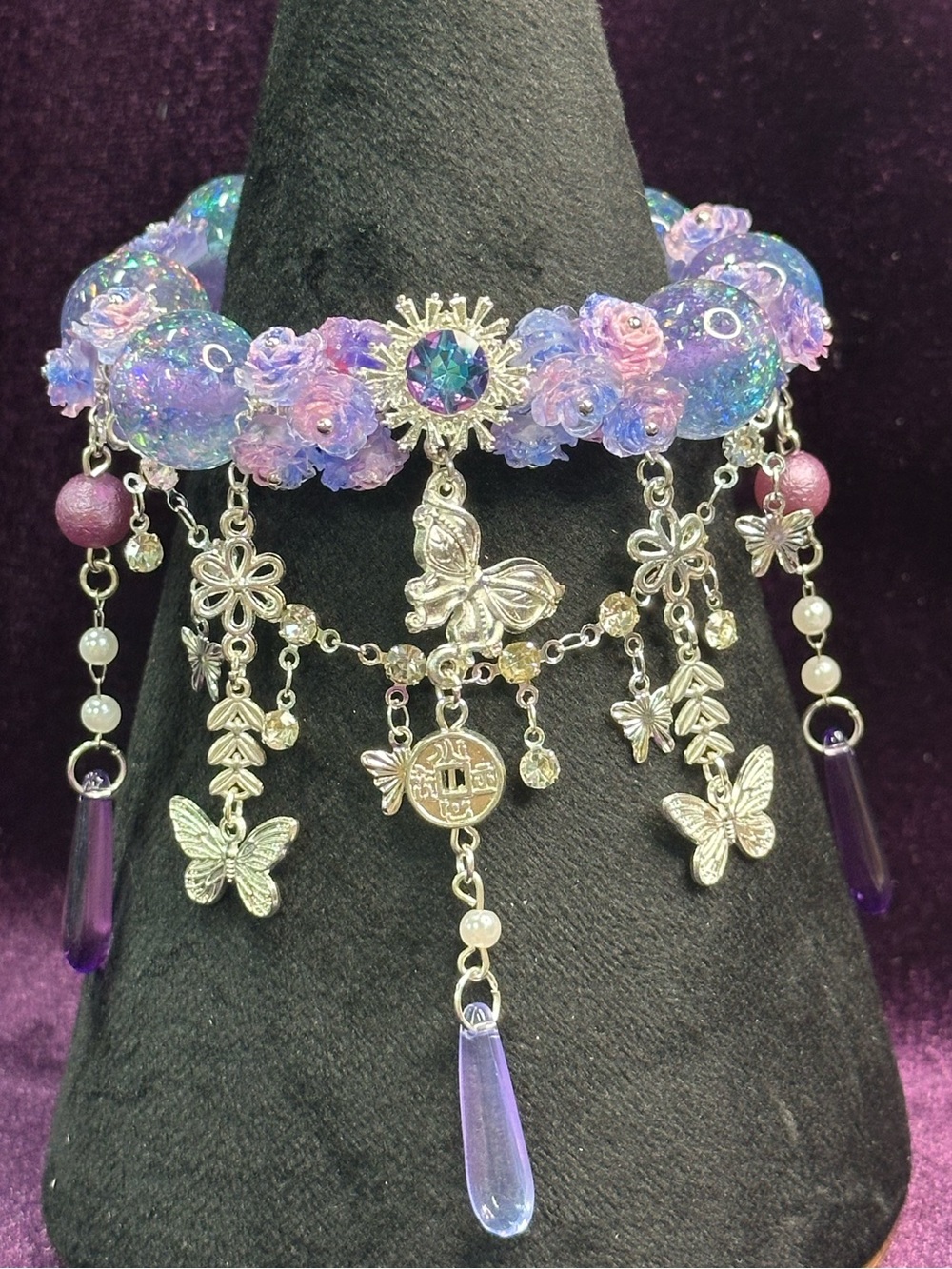 Handmade Fairycore Bracelet | Pastel Galaxy & Butterfly Charms | Adjustable